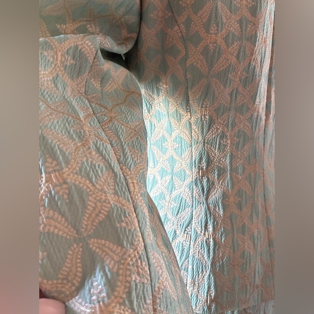 Vintage 80s/90s B. LOUISE Mint Green Brocade Skirt Suit Set - Picture 5 of 16